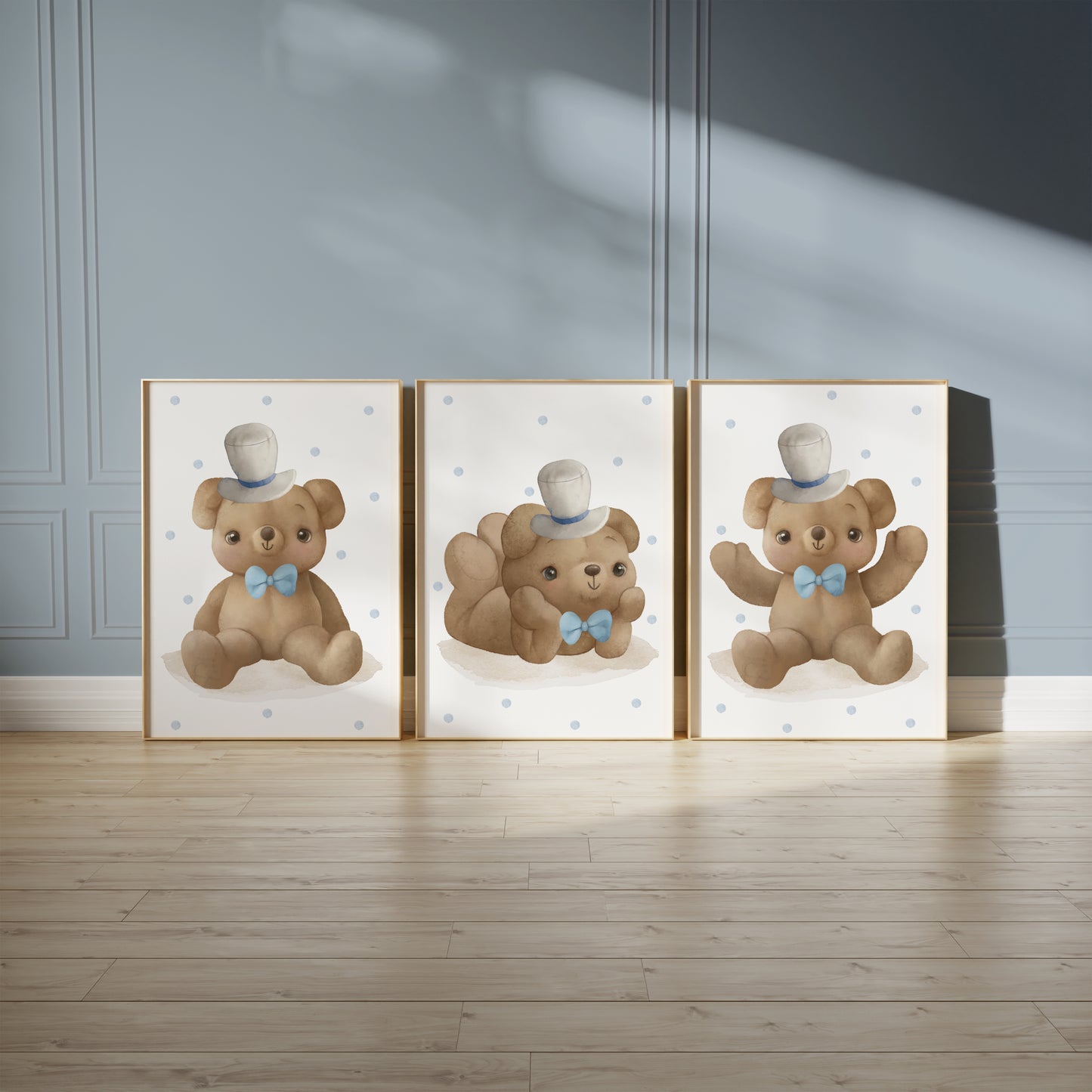 Cuddly Bear Prince & Princess - Adorable Nursery Decor for Baby Room, Set of 3, N098