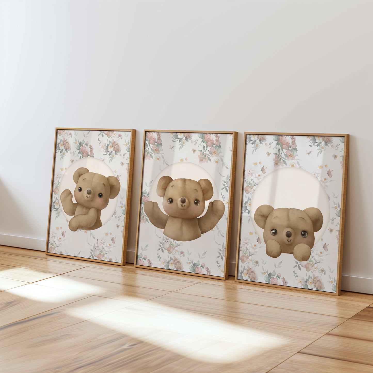 Vintage Floral Teddy Bear Nursery Set, Set of 3, N099