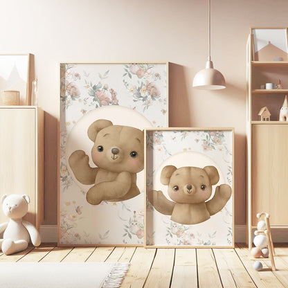 Vintage Floral Teddy Bear Nursery Set, Set of 3, N099