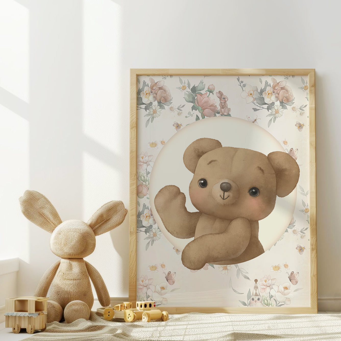 Vintage Floral Teddy Bear Nursery Set, Set of 3, N099