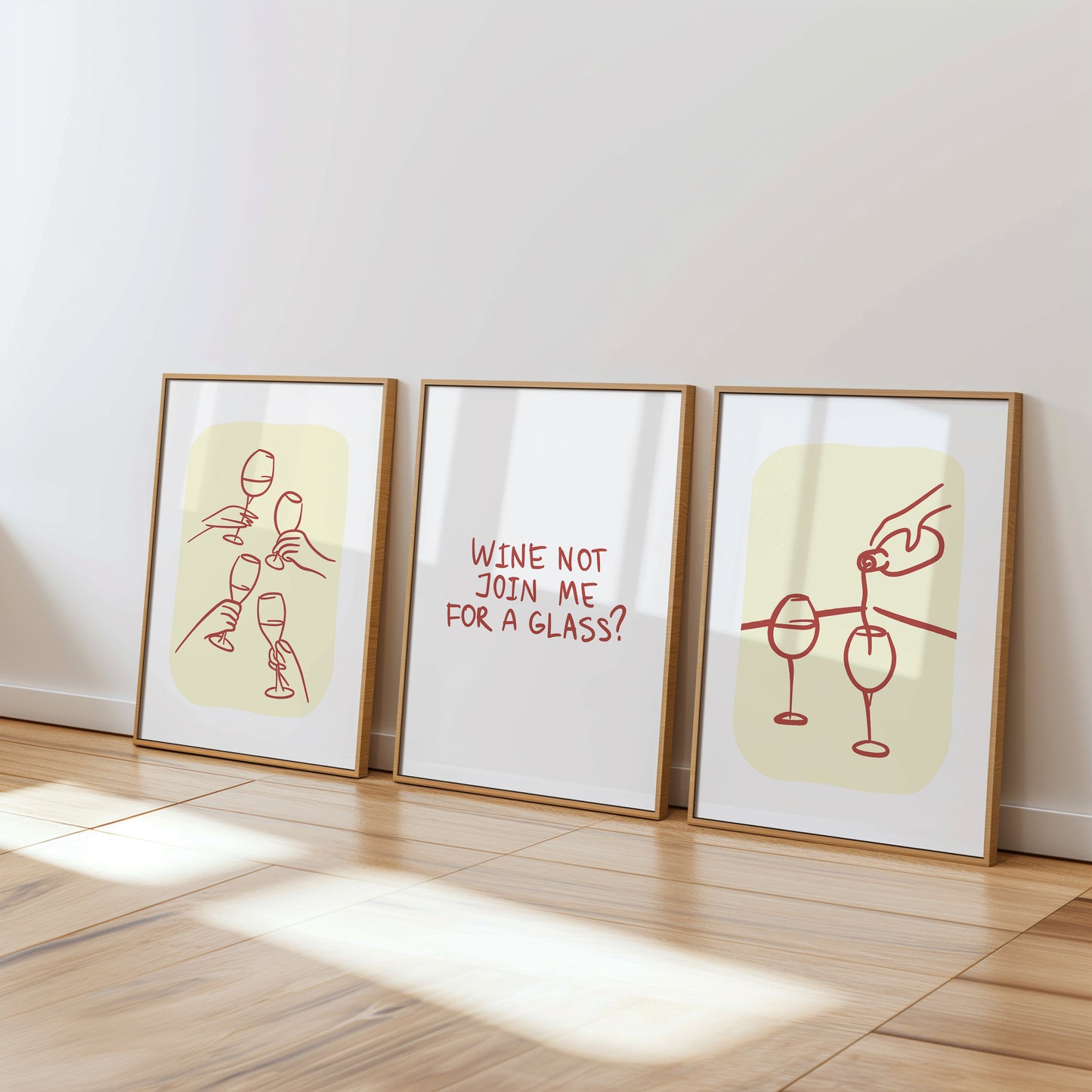 Cheers to Simplicity: Elegant Wine Artwork, Set of 3, D101