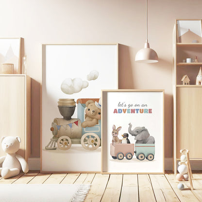 Animal Train Journey Wall Prints, Set of 3, N104