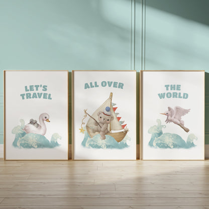 Sailing the Seas: Nursery Wall Art Adventure Trio, Set of 3, N108