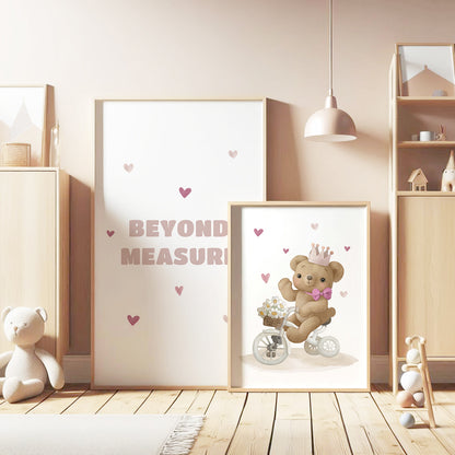 You Are Loved, Beyond Measure – Personalized Teddy Bear Art, Set of 3, N109