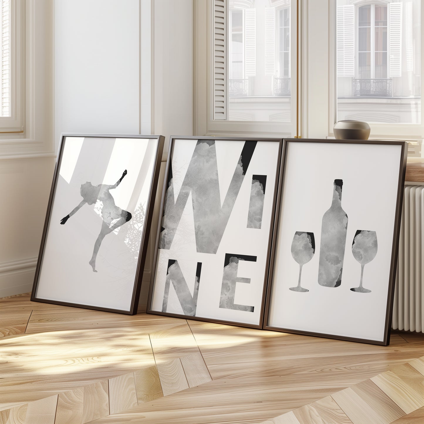 Sommelier's Muse: Abstract Wine & Dance, Set of 3, D117