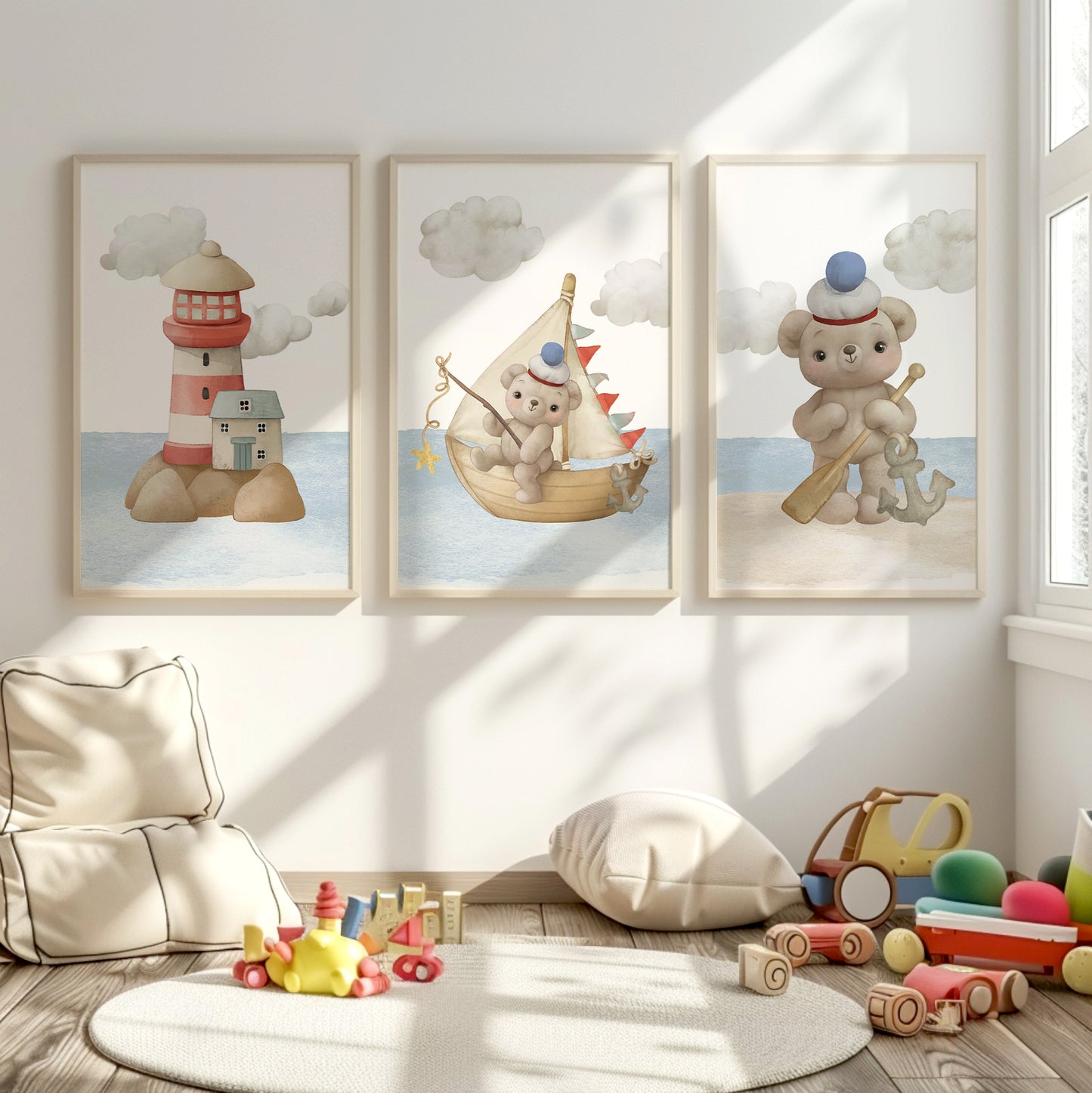 Seaside Dreams: Teddy Bear’s Ocean Journey, Set of 3, N119