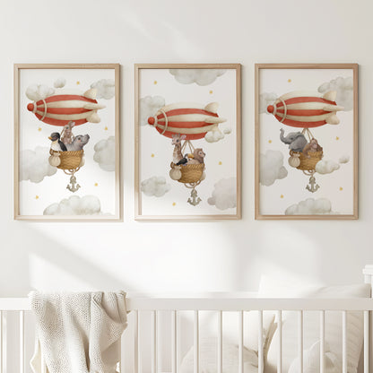 Up in the Clouds: Animal Hot-Air Balloon Adventure Set, Set of 3, N120