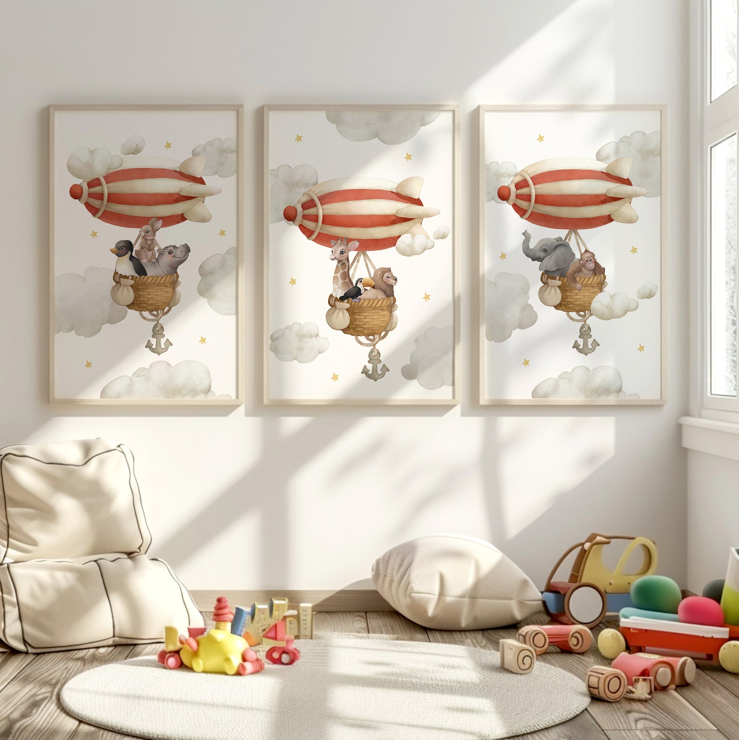 Up in the Clouds: Animal Hot-Air Balloon Adventure Set, Set of 3, N120