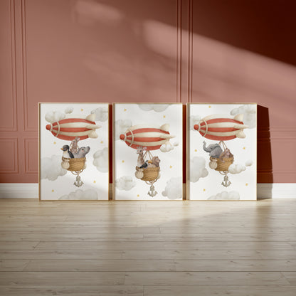 Up in the Clouds: Animal Hot-Air Balloon Adventure Set, Set of 3, N120