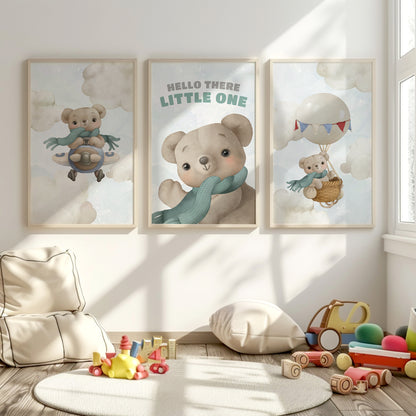 Cloud Adventures: Hello Little One Teddy Bear Posters, Set of 3, N121