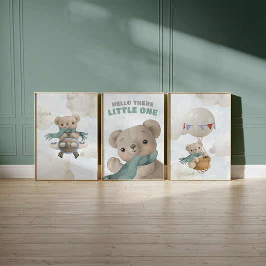 Cloud Adventures: Hello Little One Teddy Bear Posters, Set of 3, N121