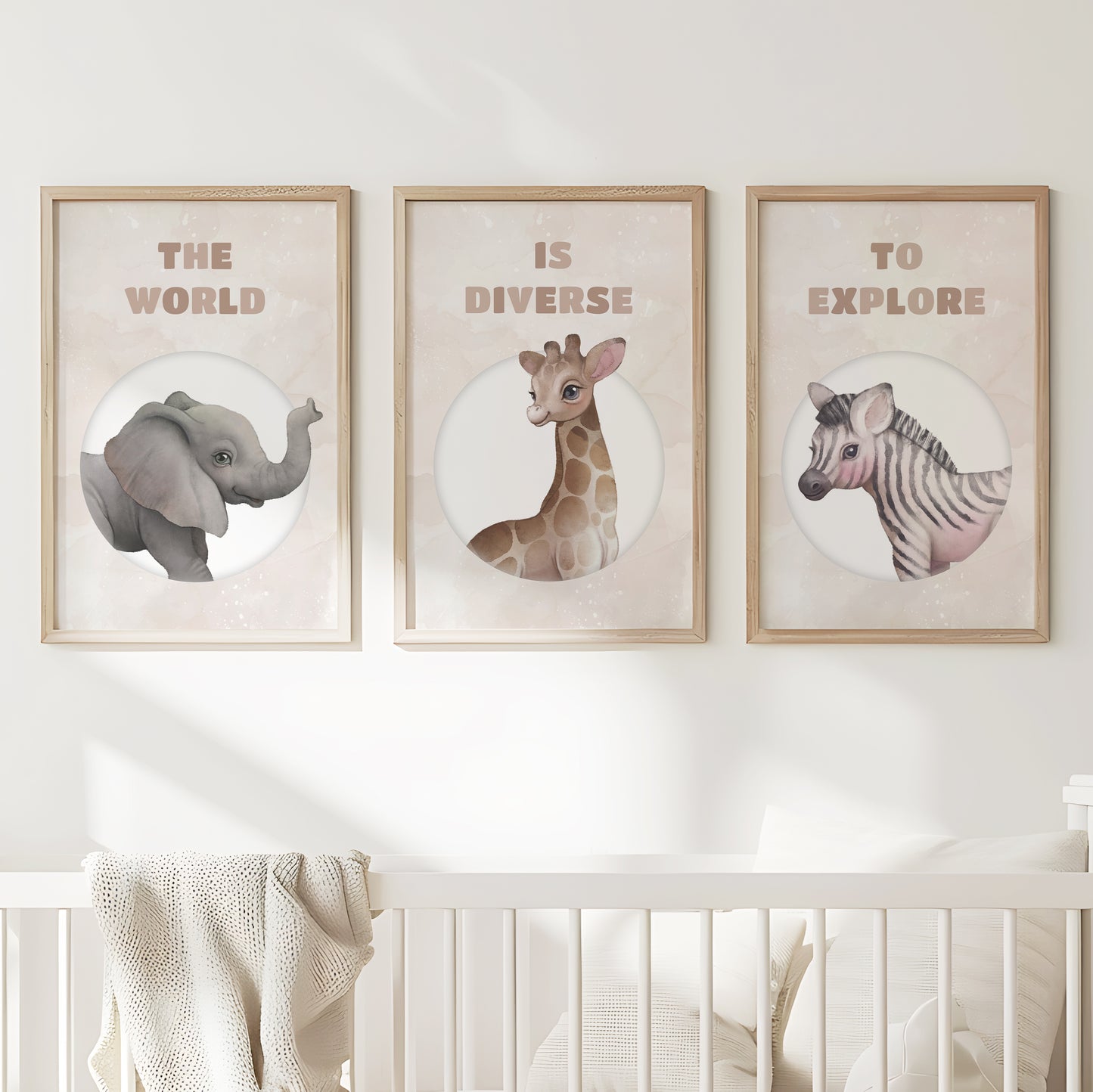 Explore & Discover – Diverse Animal Nursery Art Set, Set of 3, N126