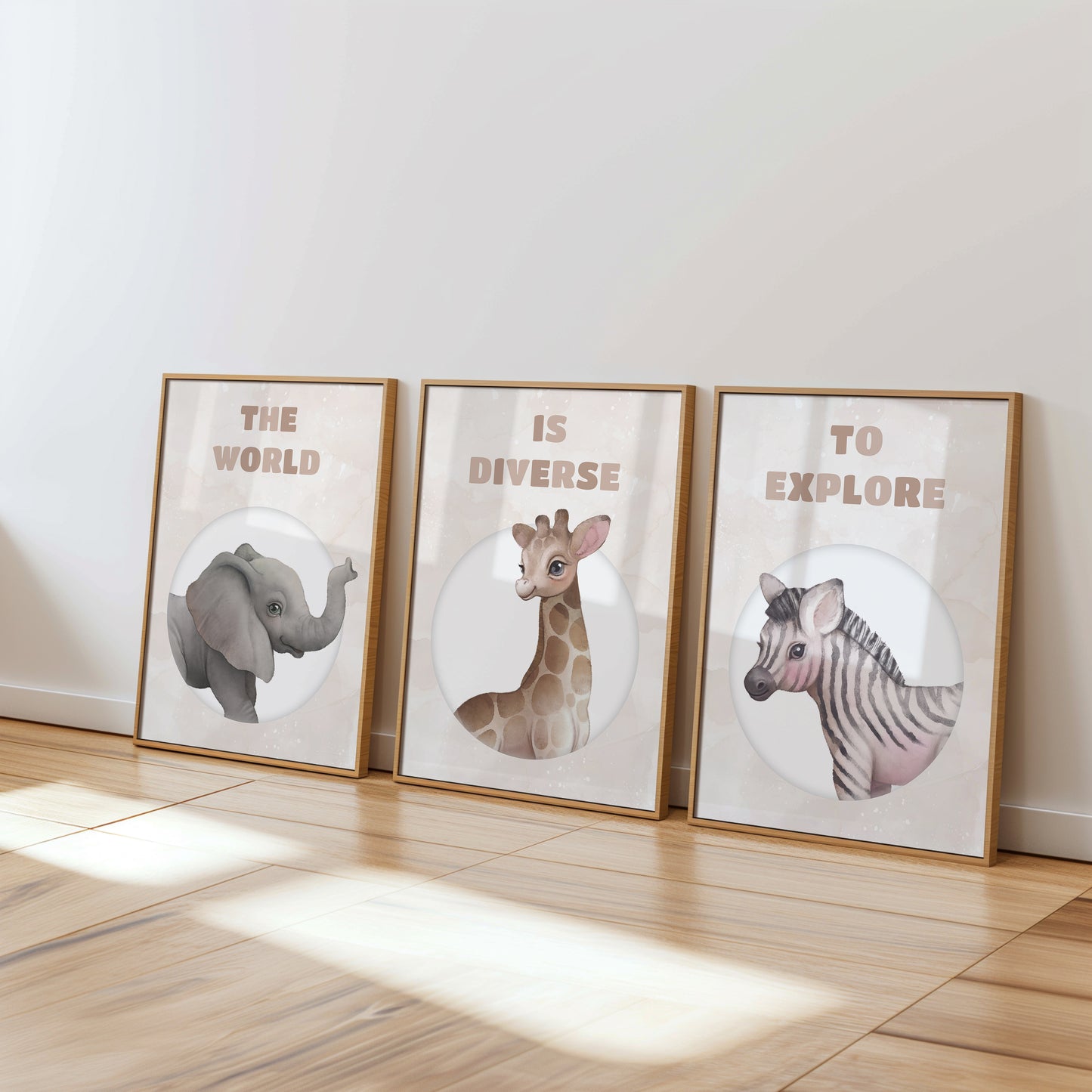 Explore & Discover – Diverse Animal Nursery Art Set, Set of 3, N126