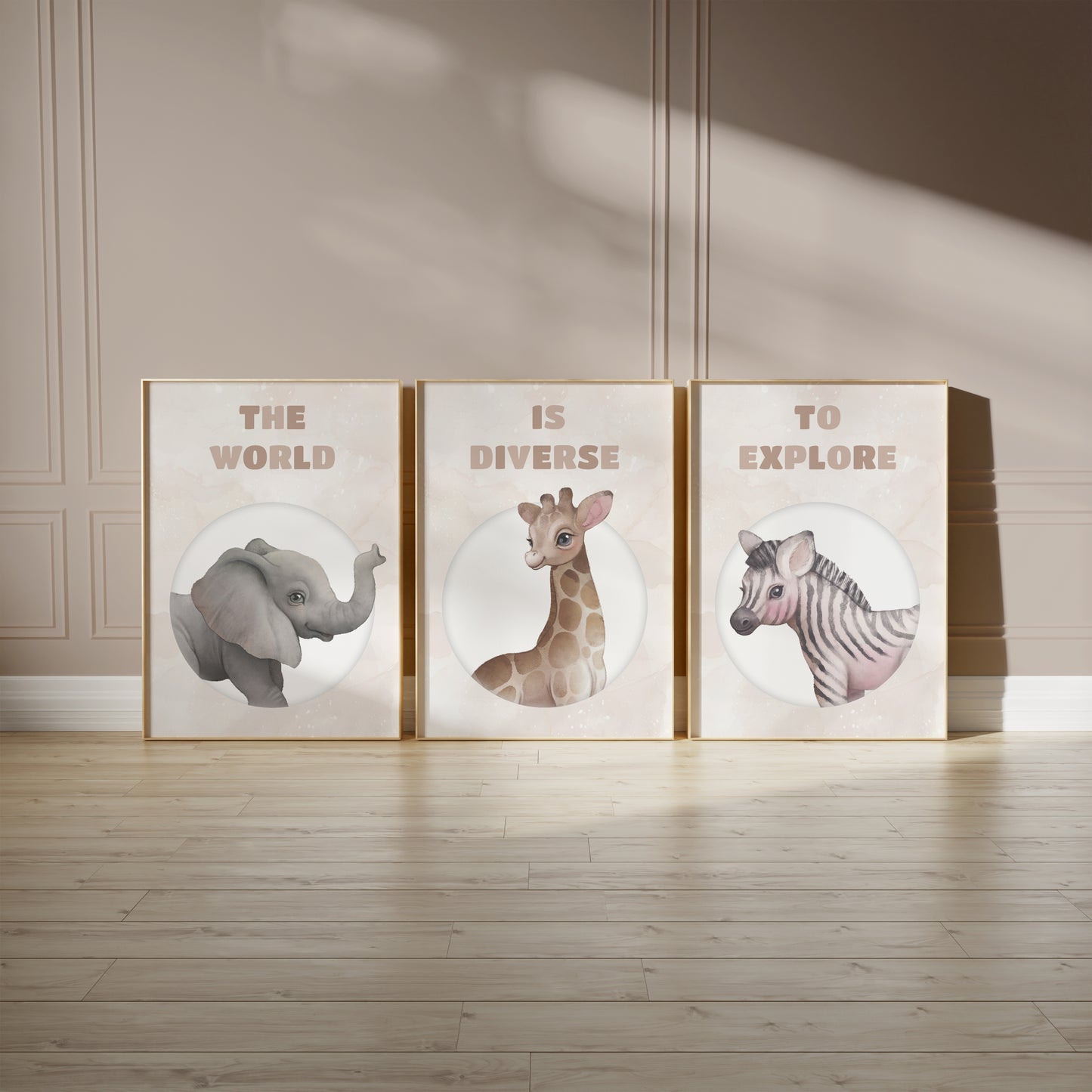 Explore & Discover – Diverse Animal Nursery Art Set, Set of 3, N126