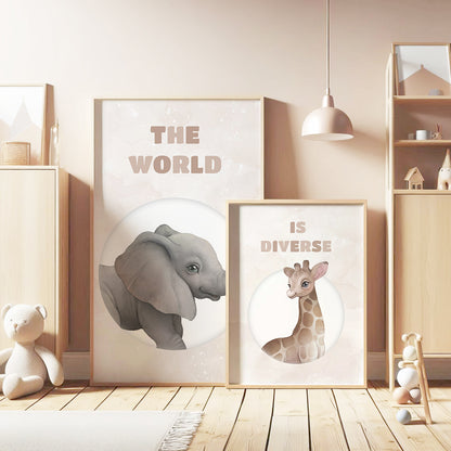 Explore & Discover – Diverse Animal Nursery Art Set, Set of 3, N126