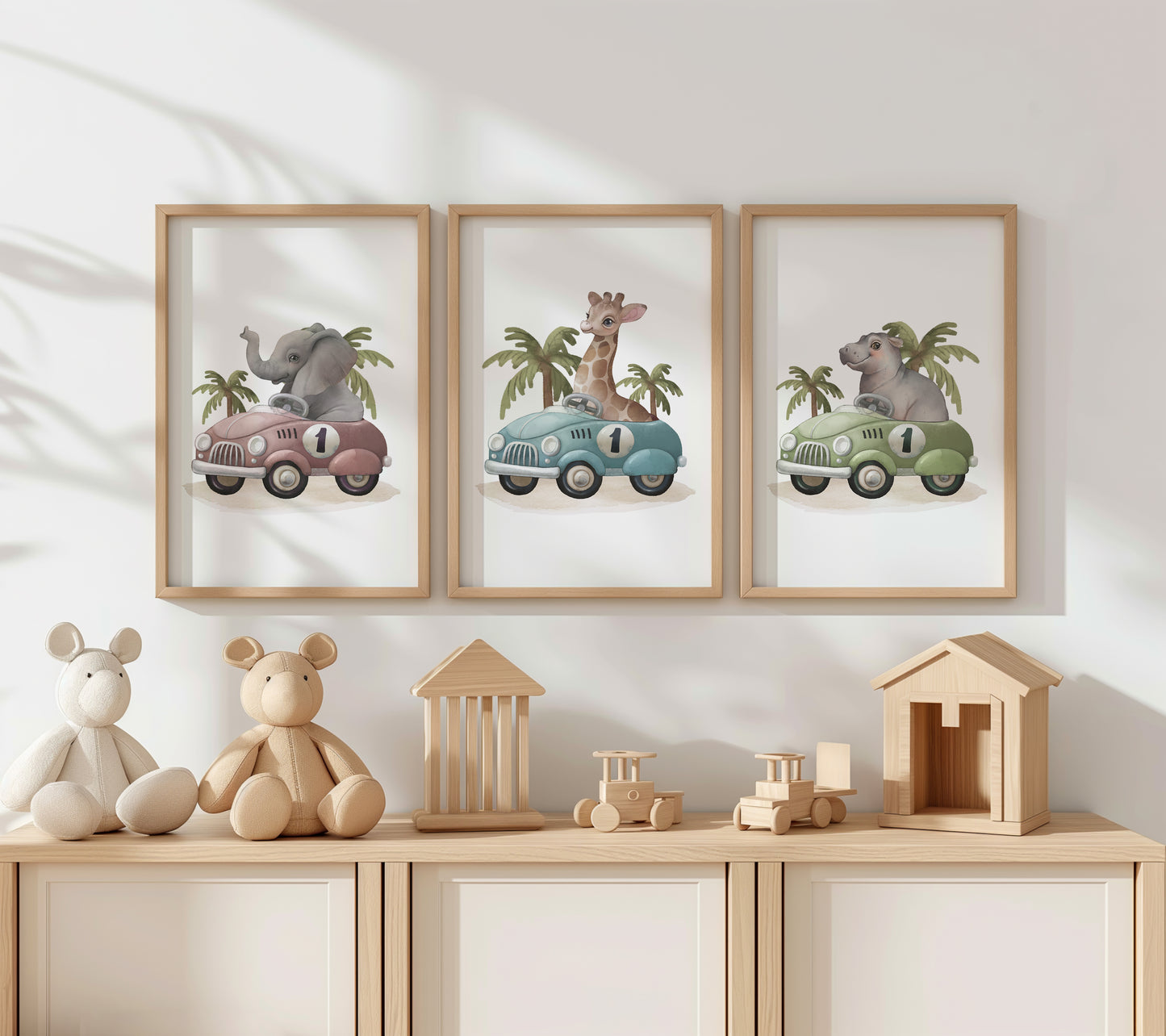 Race to Fun: Whimsical Safari Animals in Cars, Set of 3, N135