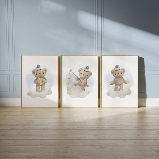 Celestial Bear Collection: Teddy Bear Magic in the Clouds, Set of 3, N140