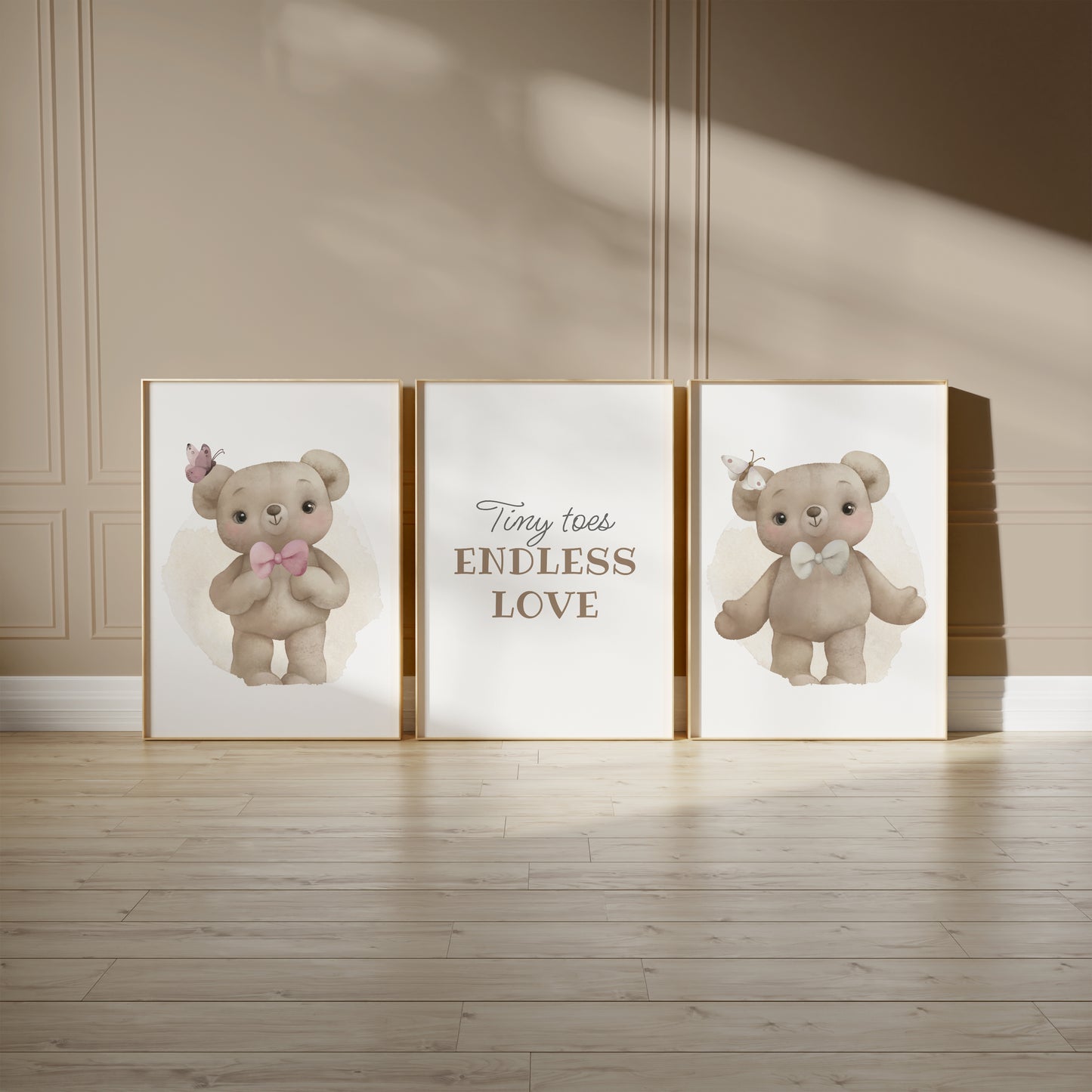 Tiny Toes Endless Love: Teddy Bear Nursery Art Set, Set of 3, N146