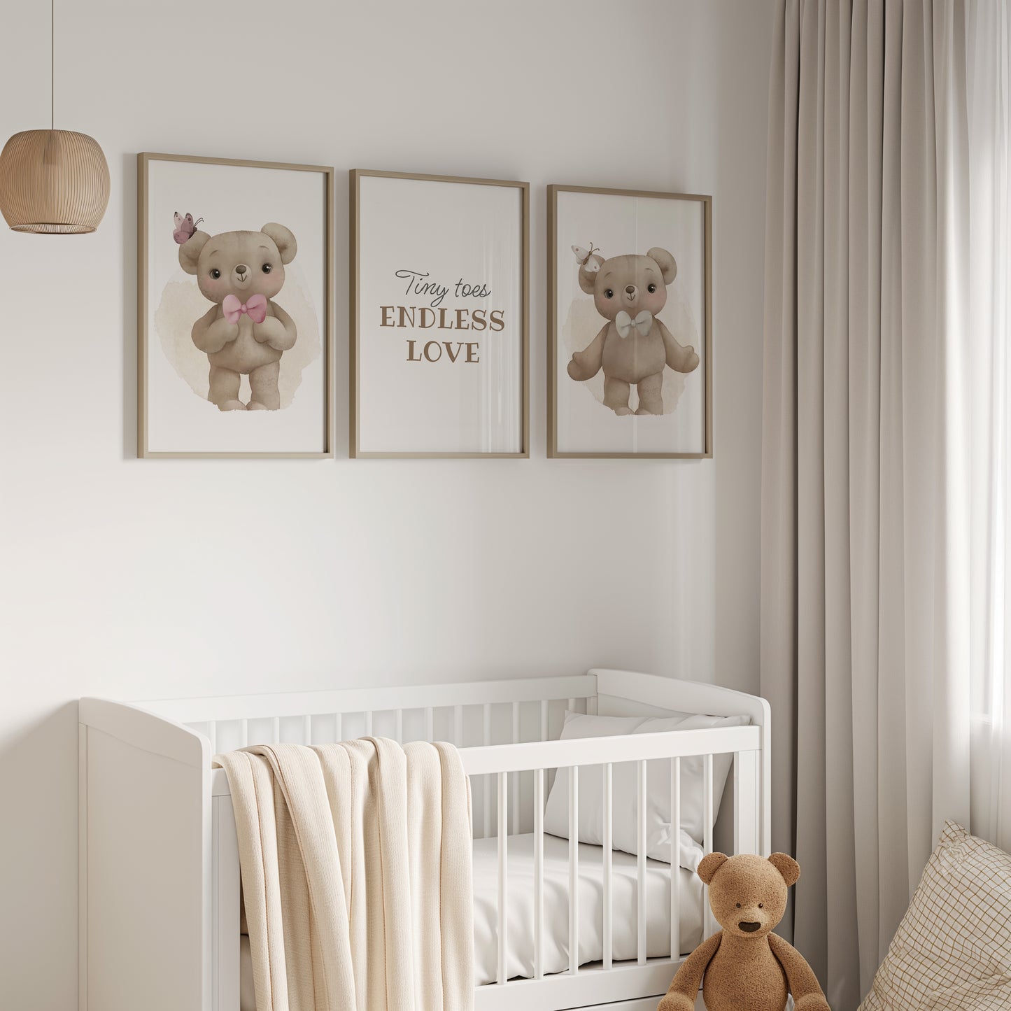 Tiny Toes Endless Love: Teddy Bear Nursery Art Set, Set of 3, N146