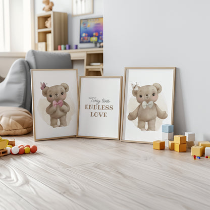 Tiny Toes Endless Love: Teddy Bear Nursery Art Set, Set of 3, N146