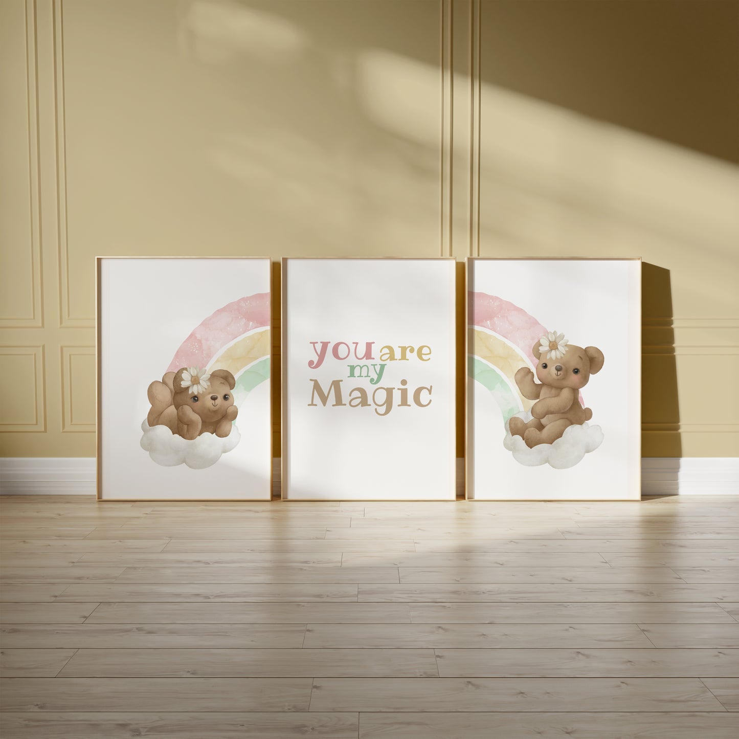 You Are My Magic: Rainbow Teddy Bear Nursery Art, Set of 3, N147