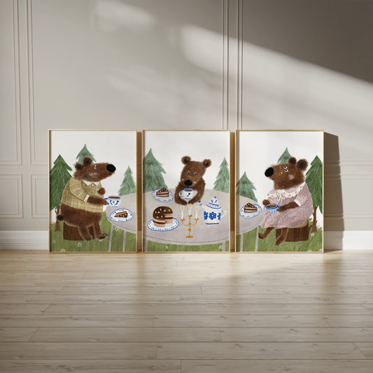 Bear Family Tea Time – A Woodland Adventure, Set of 3, N167