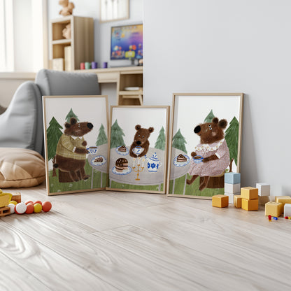 Bear Family Tea Time – A Woodland Adventure, Set of 3, N167