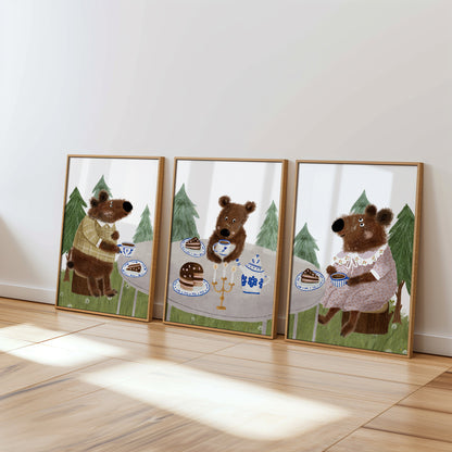 Bear Family Tea Time – A Woodland Adventure, Set of 3, N167