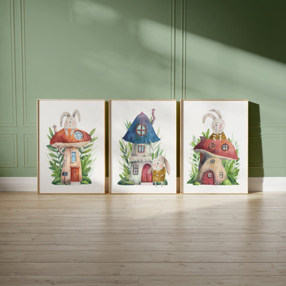 Fantasy Forest Rabbit Houses Set, Set of 3, N169