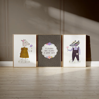 Whimsical Botanicals: Enchanted Friends of the Meadow, Set of 3, N176