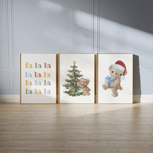 Christmas Teddy Wonderland - Bring a touch of holiday magic with teddy bears and Christmas themes, Set of 3, N181