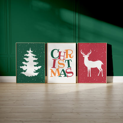 Holiday Spirit: Modern Christmas Wall Trio, Set of 3, N186