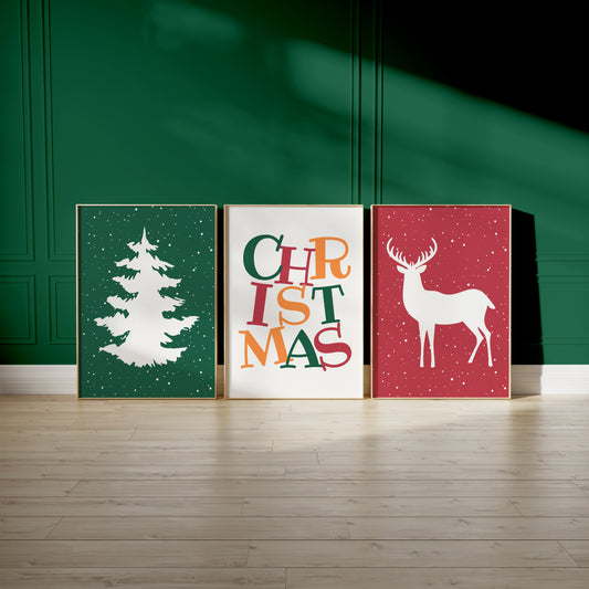 Holiday Spirit: Modern Christmas Wall Trio, Set of 3, N186