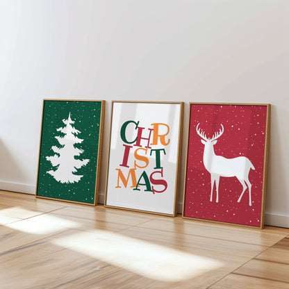 Holiday Spirit: Modern Christmas Wall Trio, Set of 3, N186