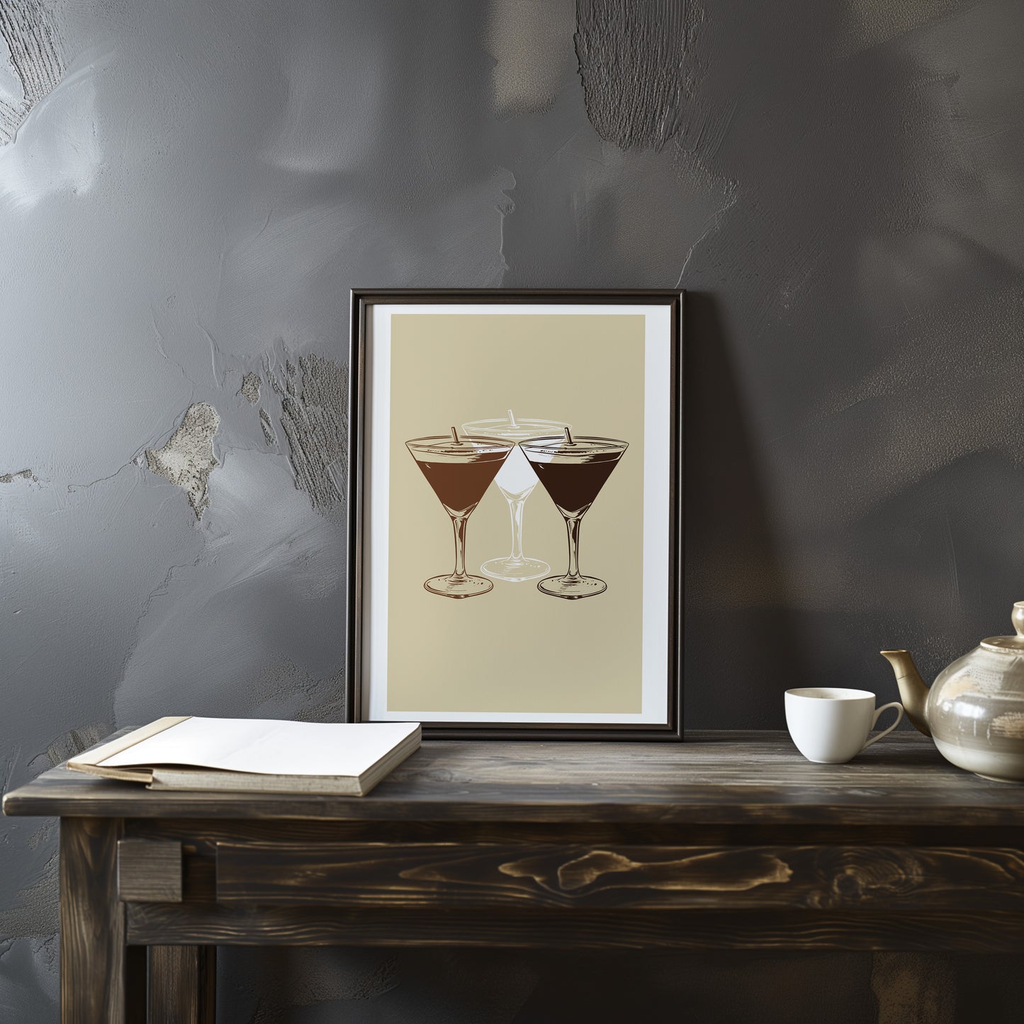 Elegant Espresso Martini Vibes: Modern Art Print, Set of 3, D019