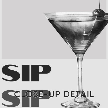 Sophisticated Sips: Monochrome Bar Poster Trio, Set of 3, D006