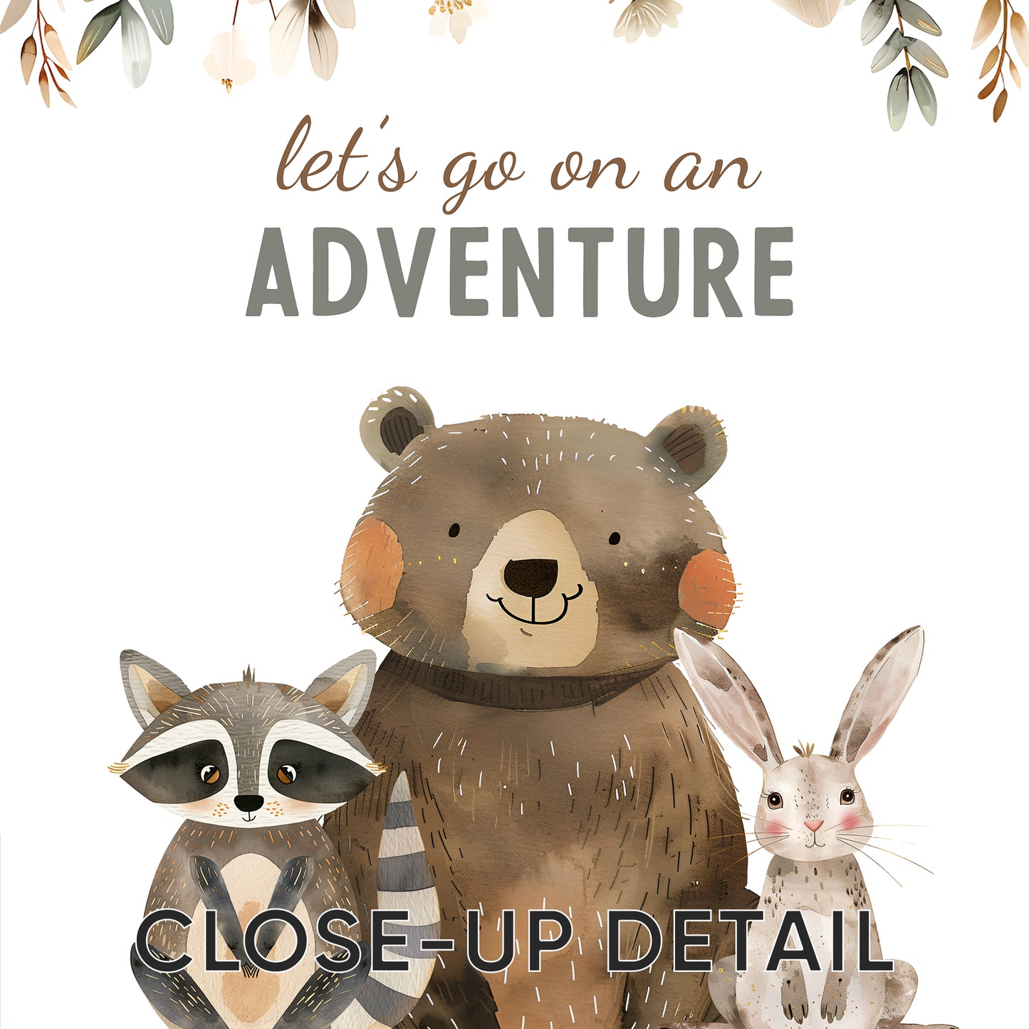 Let’s Go on an Adventure” Animal Wall Art Set, Set of 3, N084