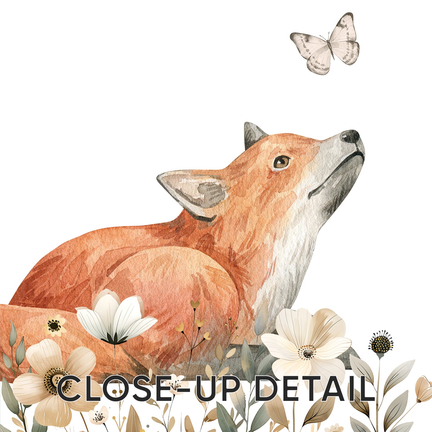 Tranquil Fox in Bloom, Set of 3, N095