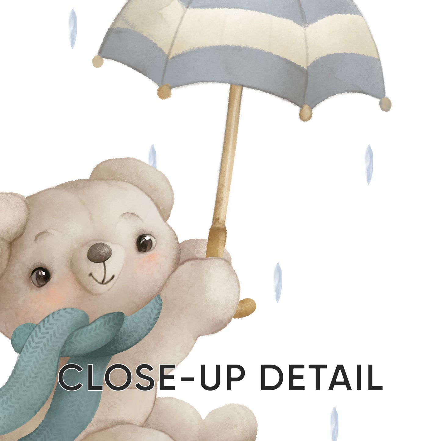 Dancing Bears in the Rain – Playful Nursery Wall Art Set, Set of 3, N132