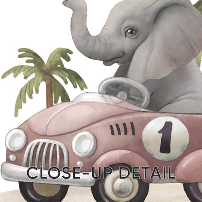 Race to Fun: Whimsical Safari Animals in Cars, Set of 3, N135