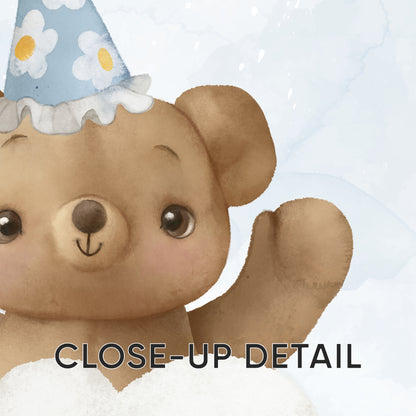 Party in the Clouds - Cute Teddy Wall Art for Baby Room, Set of 3, N136