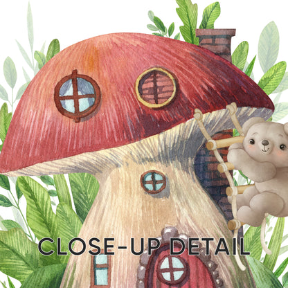 Enchanted Mushroom Hideaway - Whimsical Forest Animal Home Wall Art, Set of 3, N160