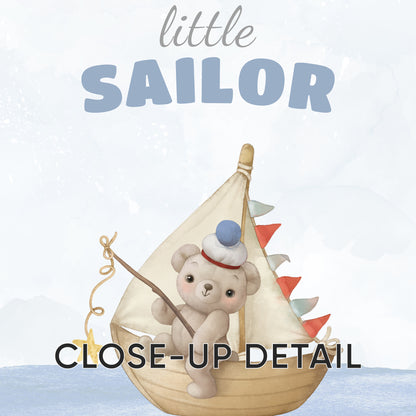 Little Sailor Adventure Nursery Decor - Nautical Themed Wall Art for Kids, Set of 3, N113