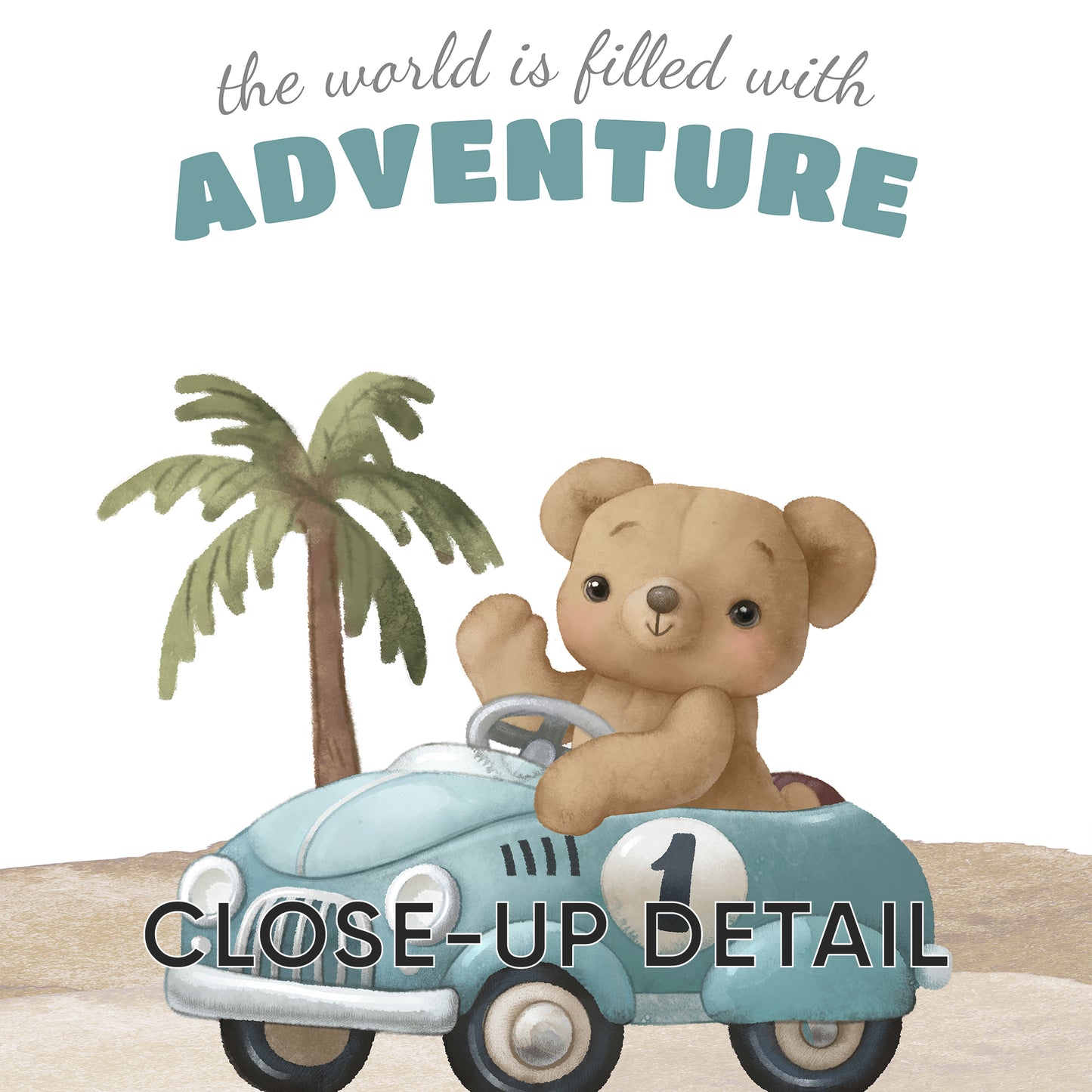 Teddy’s Big Adventure: Travel-Inspired Wall Art for Kids, Set of 3, N117