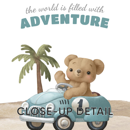 Teddy’s Big Adventure: Travel-Inspired Wall Art for Kids, Set of 3, N117