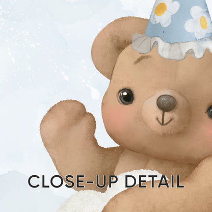 Party in the Clouds - Cute Teddy Wall Art for Baby Room, Set of 3, N136