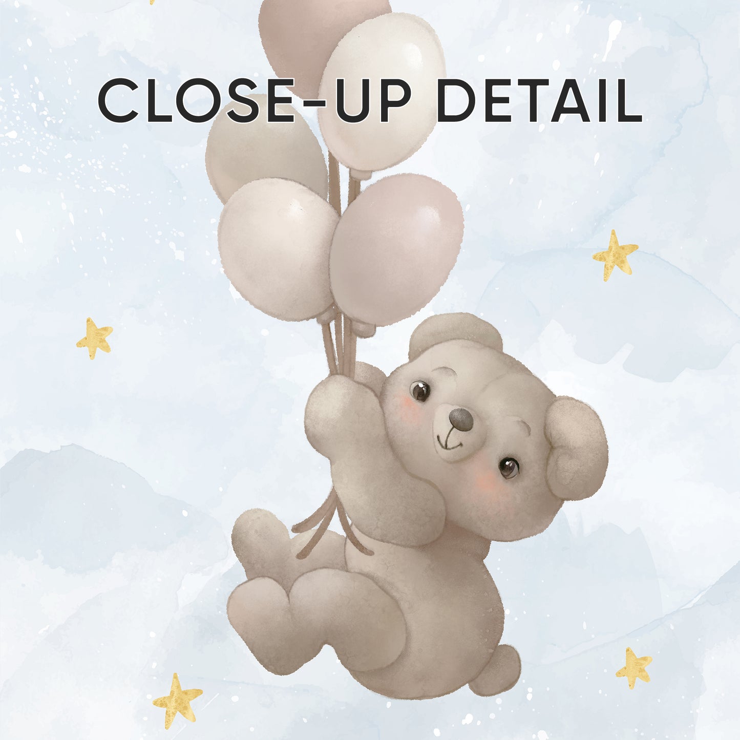 Celestial Teddy Dreams: Nursery Wall Art Set with Moon, Clouds & Balloons, Set of 3, N105