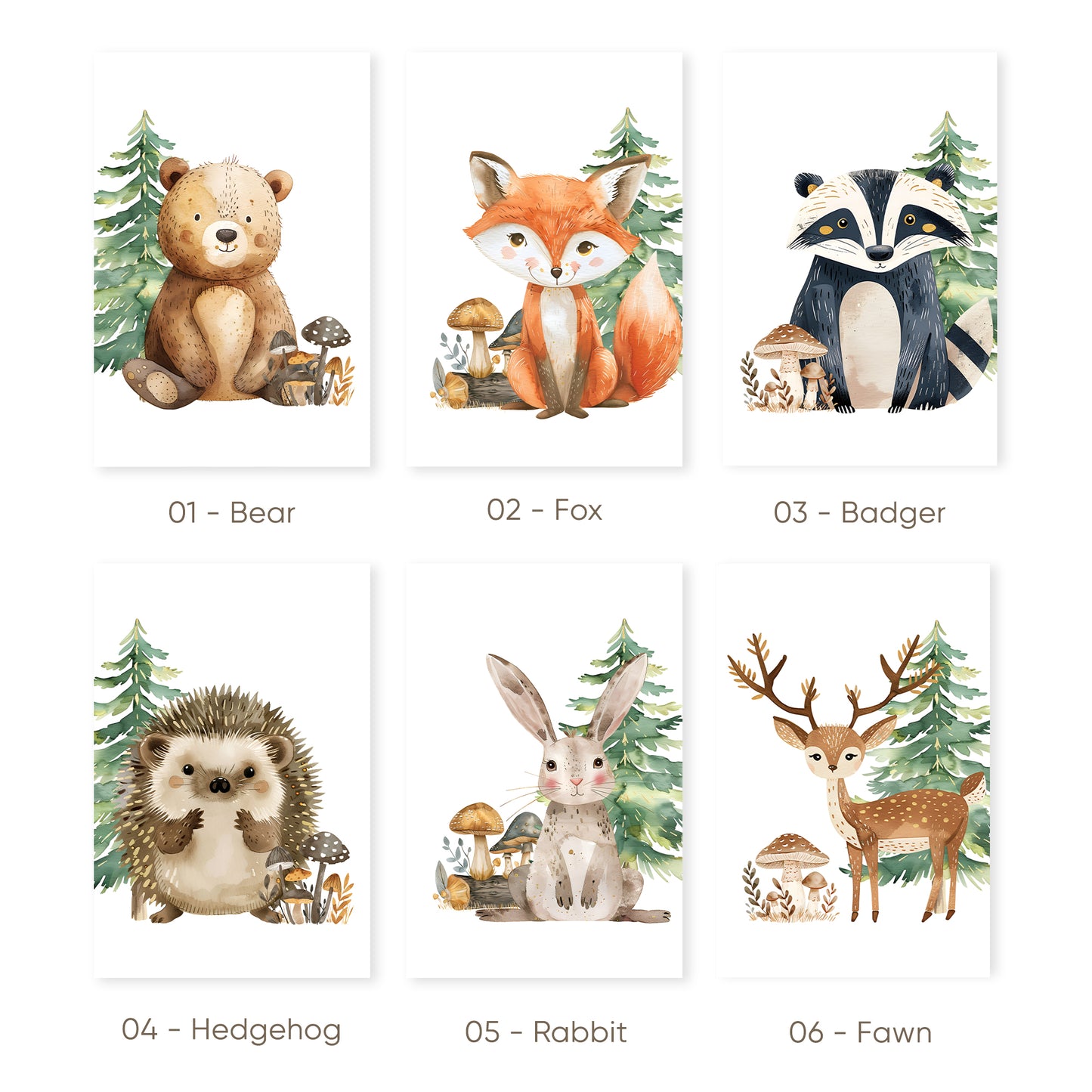 Enchanted Woodland Creatures Series Set of 3 N004