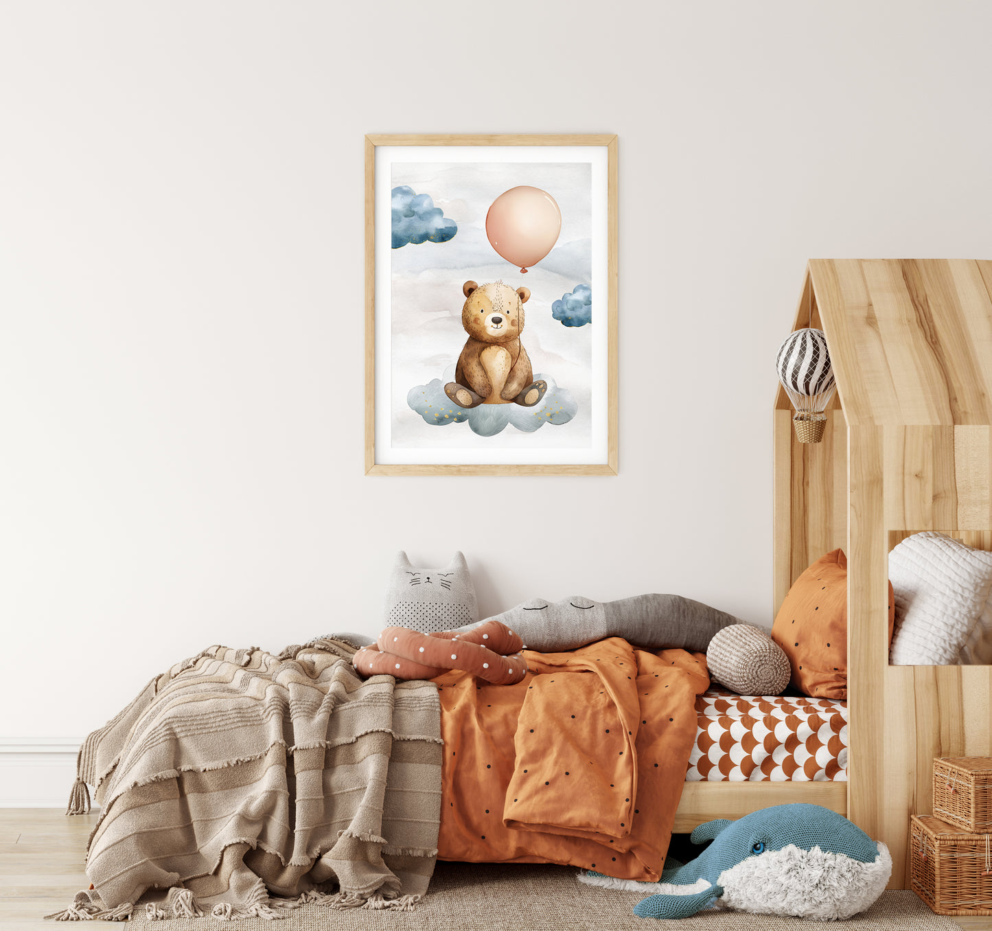 Dreamy Bear Adventure - Watercolor Nursery Wall Art N011