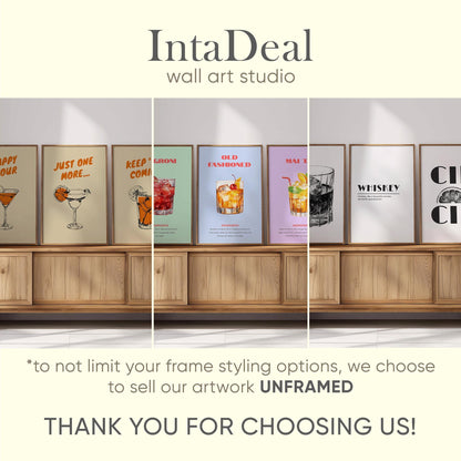 Cocktail Art Prints – Retro Bar Decor, Set of 3 (D145)